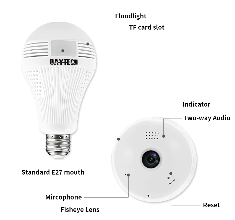 Daytech Wi Fi IP Камера Беспроводной HD 960 P/1080 P охранных детская комната 360 градусов