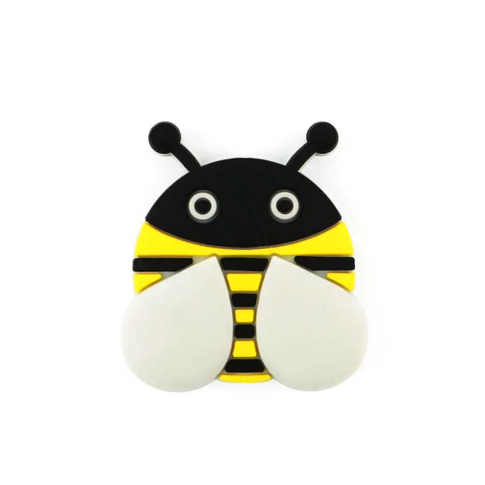 Light Gray Bee 3 шт силиконовые бусины в виде панды и лисы, силиконовые бусины для прорезывания зубов, 3 см, силиконовые шарики в виде животных, пчелы, оленя, перлы, Товары для малышей - Цвет: Light Gray Bee
