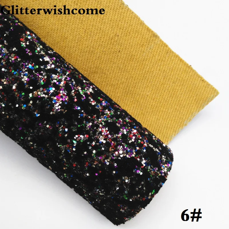 6 Glitterwishcome 21X29 см A4 размер винил для Луки, флокирование с эффектом блестящей кожи Ткань Винил для луков, GM148A - Цвет: 6