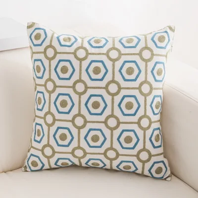 Pattern A Junwell диванные подушки, 18x18 дюймов, хлопок, полная вышивка, геометрические круги, декоративные подушки - Цвет: Pattern A
