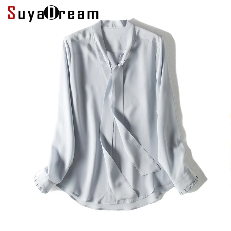 Женская шелковая блузка 100% натуральный шелк креп одноцветная для женщин