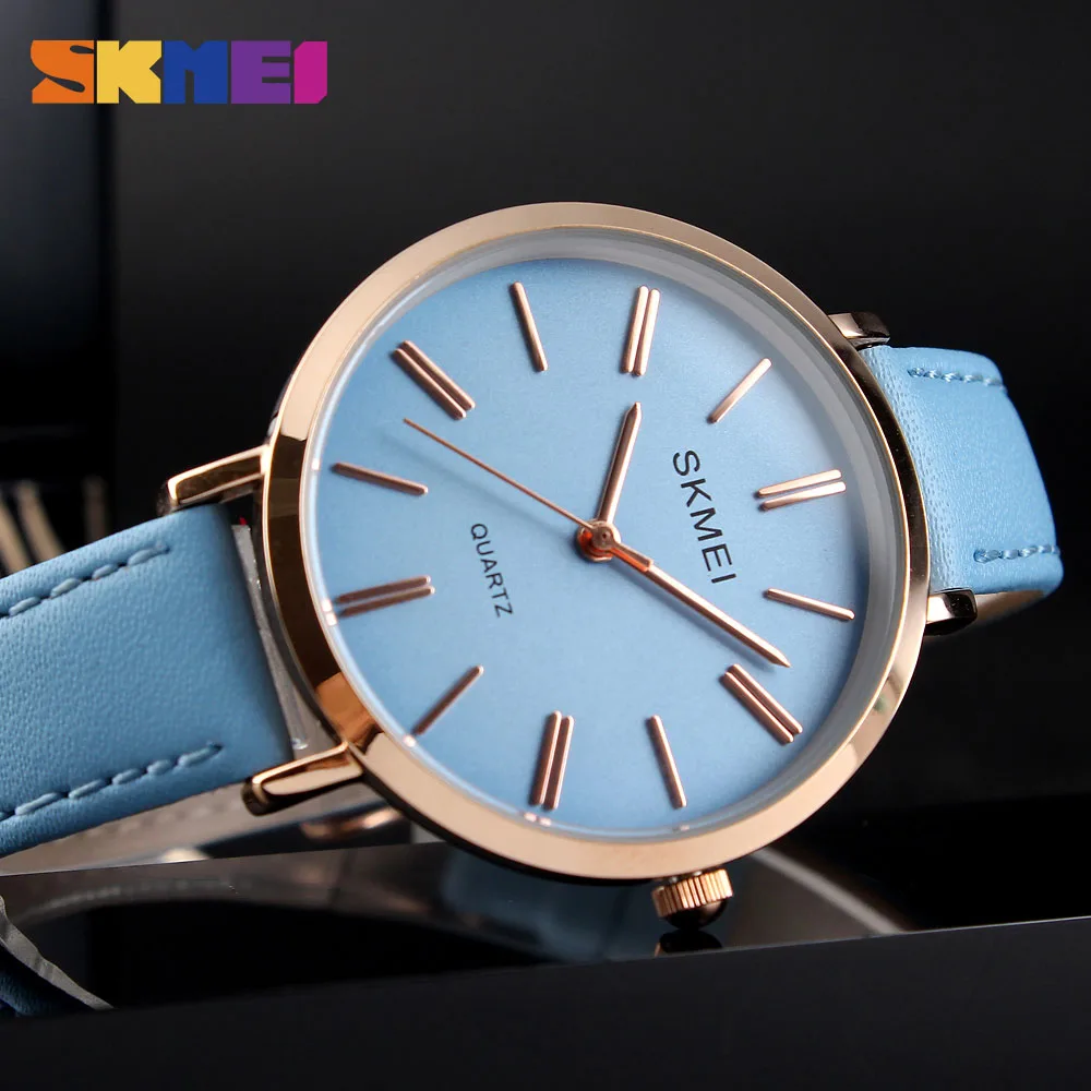 Skmei женские кварцевые montre femme классические часы с кожаным ремешком для отдыха