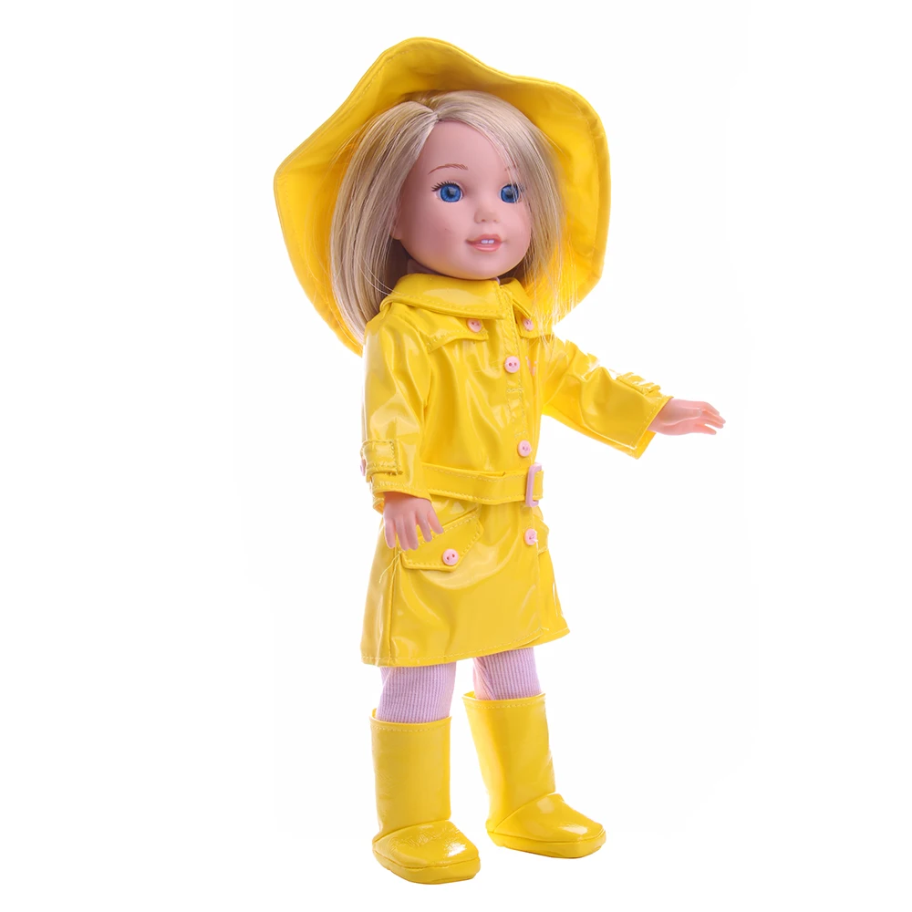 Fleta стиль желтый плащ костюм куклы одежда для 14," Wellie Wishers куклы аксессуары подарочная упаковка