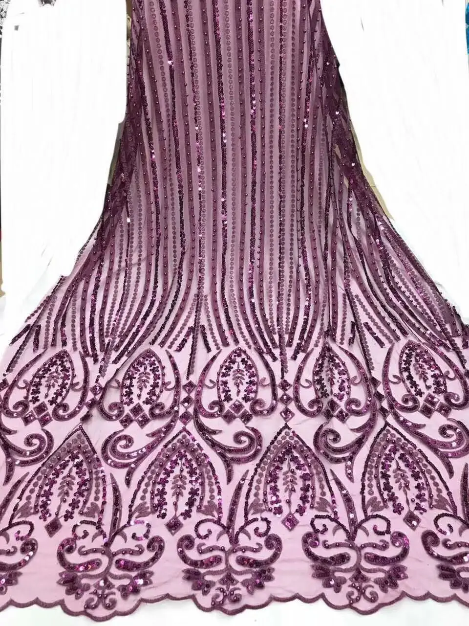 lace fabric with sequins and beads high quality french net nigerian bridal fabric5yard/lot | Дом и сад