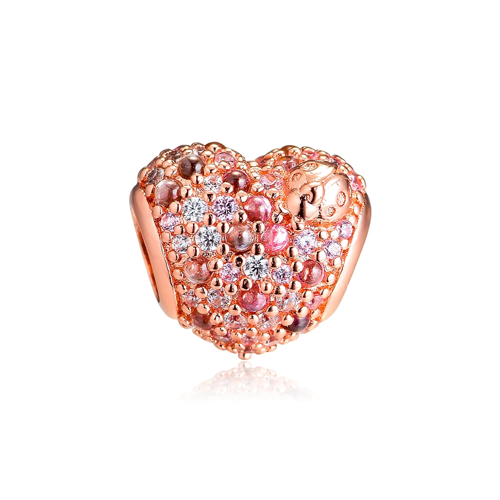 

CKK Beads Gleaming Ladybird Heart Charms 925 Original Fit Bracelet Sterling Silver Charm Bead for Jewelry Making Bijoux Kralen