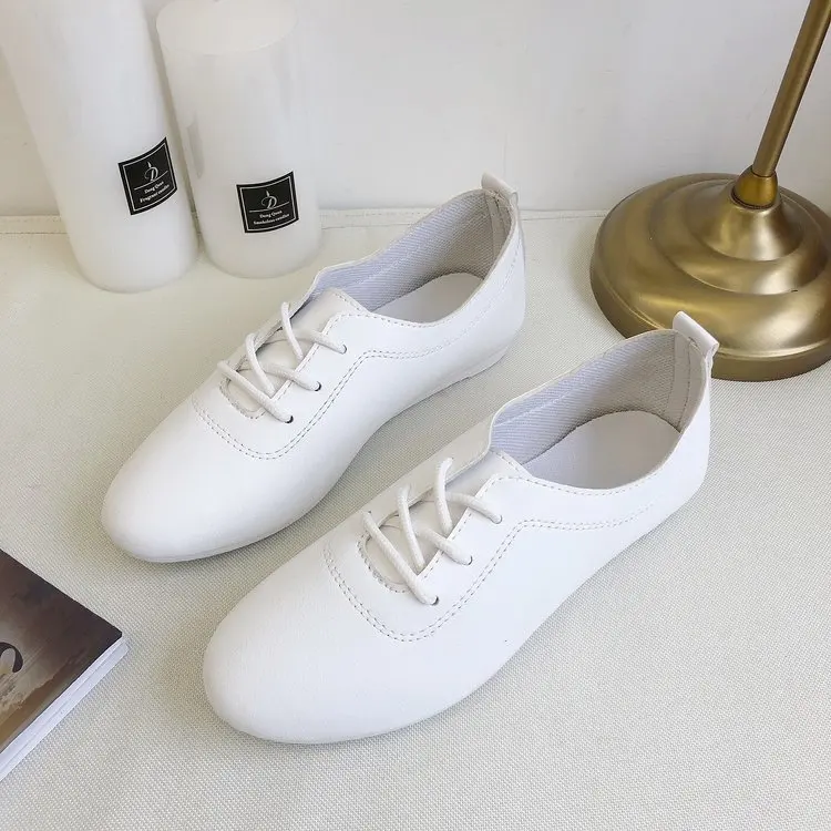 2019 New Leather Women Shoe Casual Shoes For Flat Ladies Lacing Loafers Zapatos Mujer E463 | Обувь