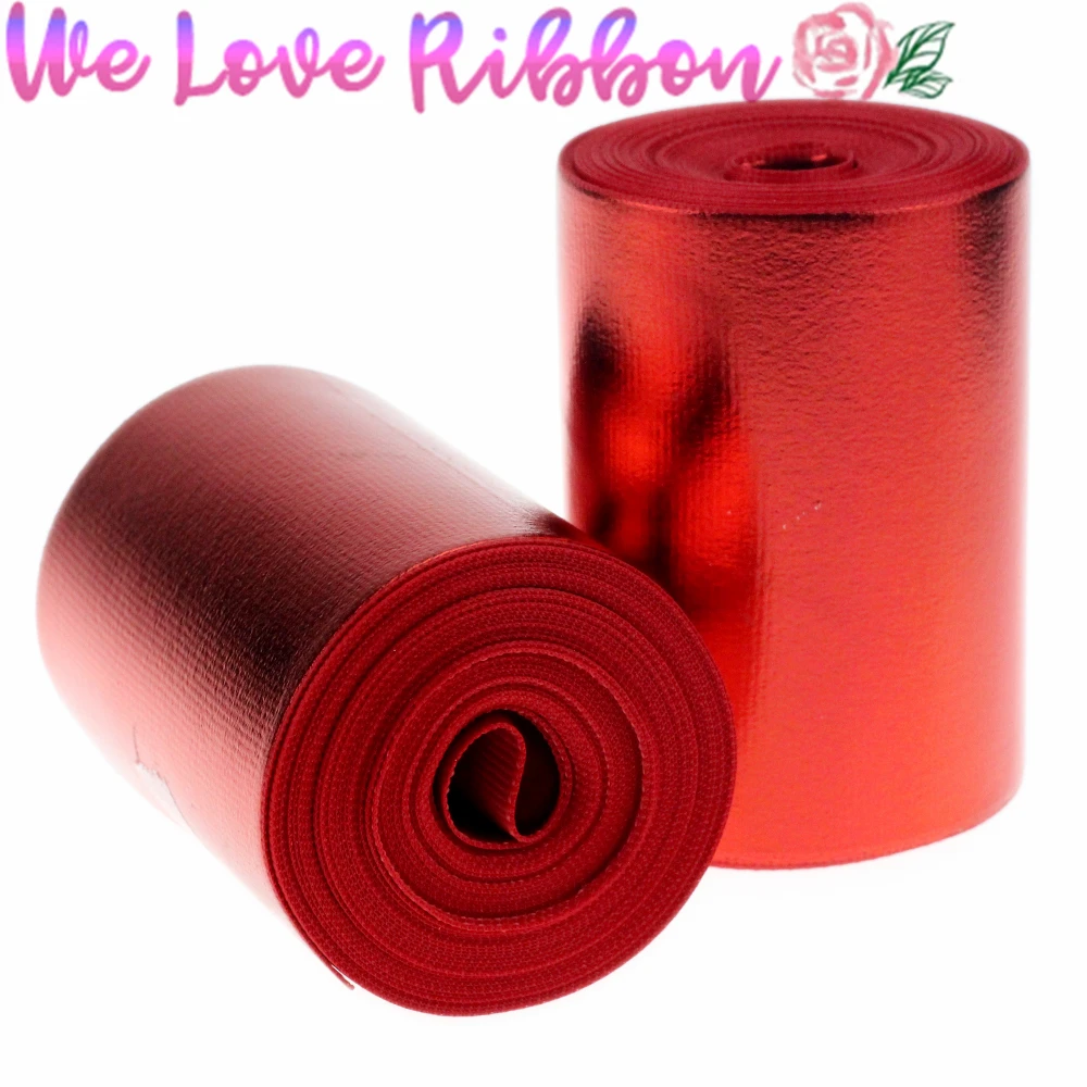 3 &quot75 мм красный сплошной цвет зеркальная Голограмма печатная Grosgrain лента DIY