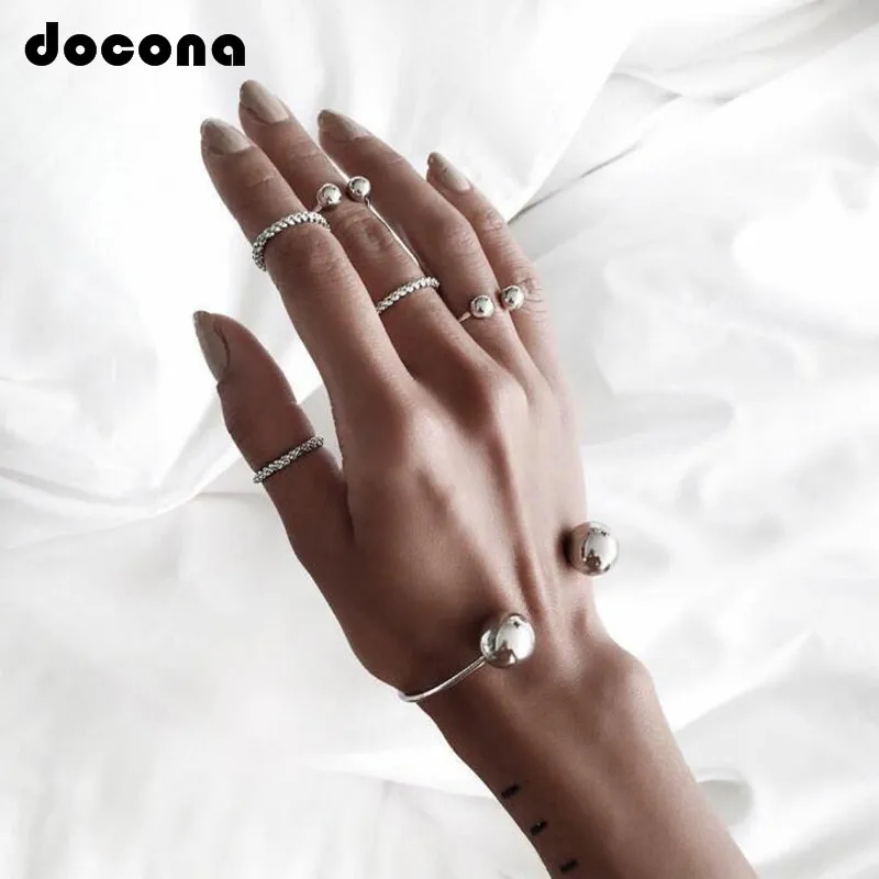 Docona 6 шт./компл. богемные Простые открытые манжеты для женских браслетов женские