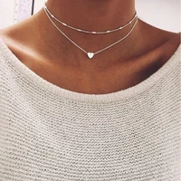 double layer moon star heart choker necklace for women gold chain love necklace pendant on neck chocker necklace jewelry