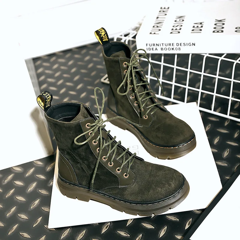 Женская обувь осень и зима высококачественные ботинки из флока в британском