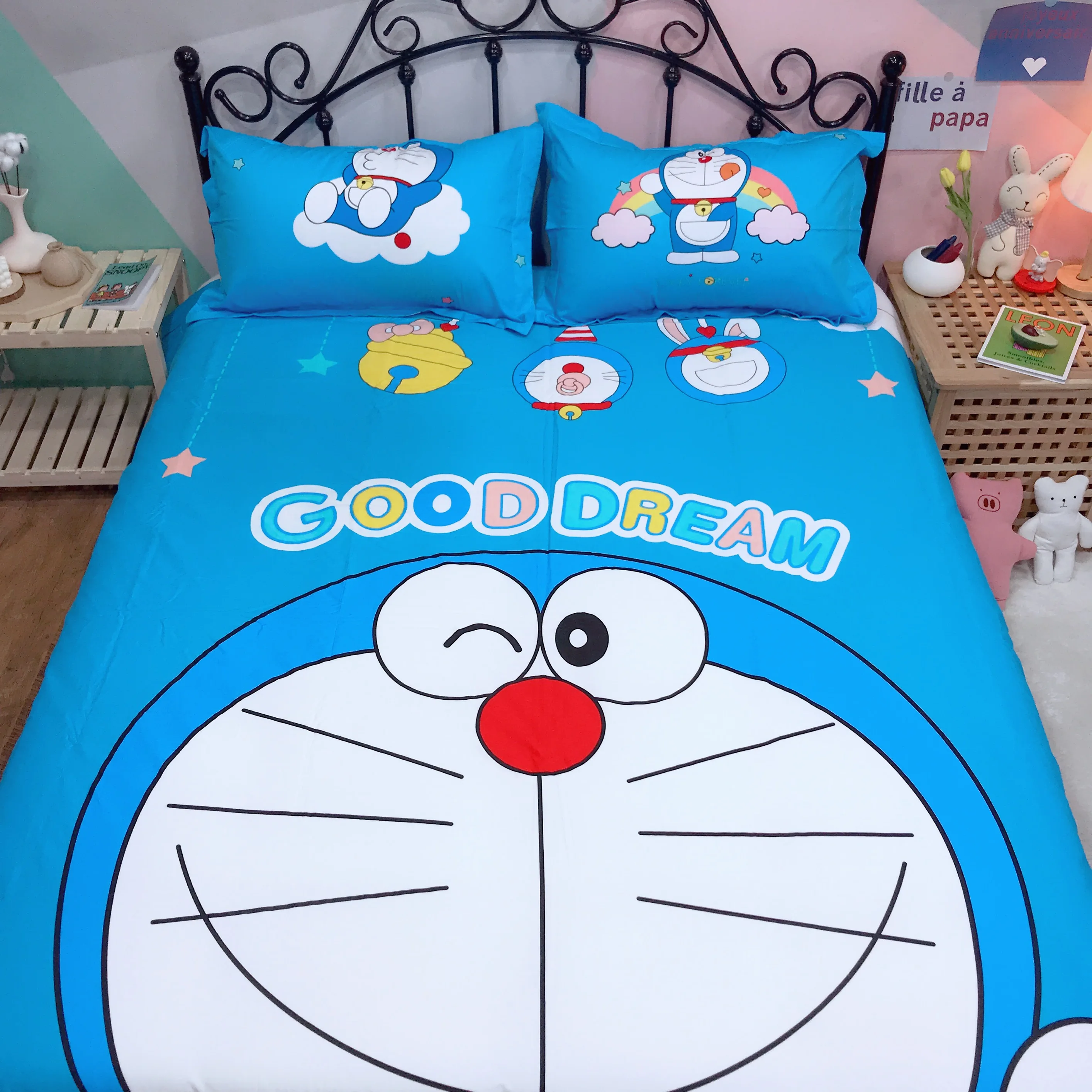 Комплект постельного белья с героями мультфильмов Doraemon детская спальня чистое