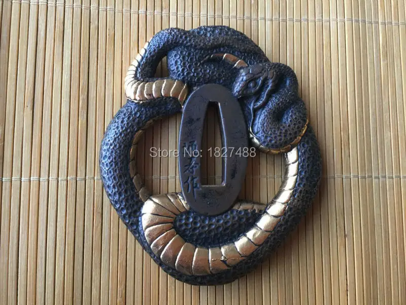 Японский медный костюм Цуба для катания меч вакидзаси аксессуары W/ Snake | Дом и сад