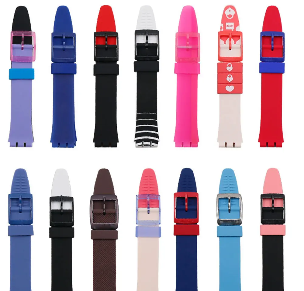 Силиконовый ремешок пряжка аксессуары для часов 17 мм для Swatch GB274 GW164GN239 спортивный водонепроницаемый браслет женский мужской ремешок для часов