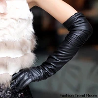 2 colors the 2018 new faux long leather gloves fashion women gloves warm outdoors long design sexy gloves free shipping