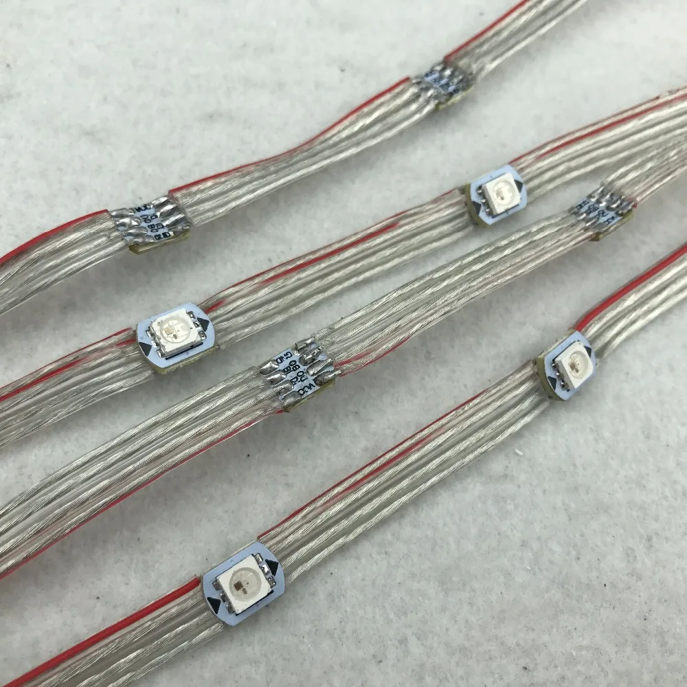 100pcs/string WS2815-RGB full color addressable LED pixel light with heatsinkDC12V input5cm wire spacingwith all clear | Лампы и