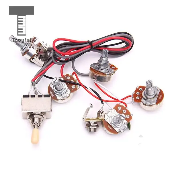 Tooyful High Quality 1Pc Electric Guitar Wiring Harness Kit 2V2T Pot Jack 3 Way Switch for Les Paul Electric LP Guitar Parts