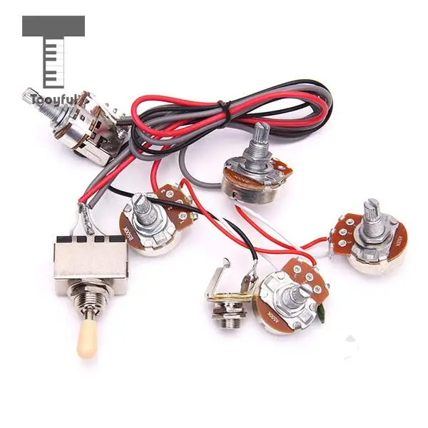 

Tooyful High Quality 1Pc Electric Guitar Wiring Harness Kit 2V2T Pot Jack 3 Way Switch for Les Paul Electric LP Guitar Parts