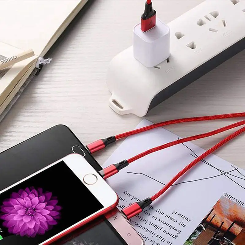 Мульти USB кабель-3 в 1 зарядный кабель с нейлоновой оплеткой 4 фута(1,2 м) алюминиевый разъем usb зарядный шнур совместим с ios PhoneX
