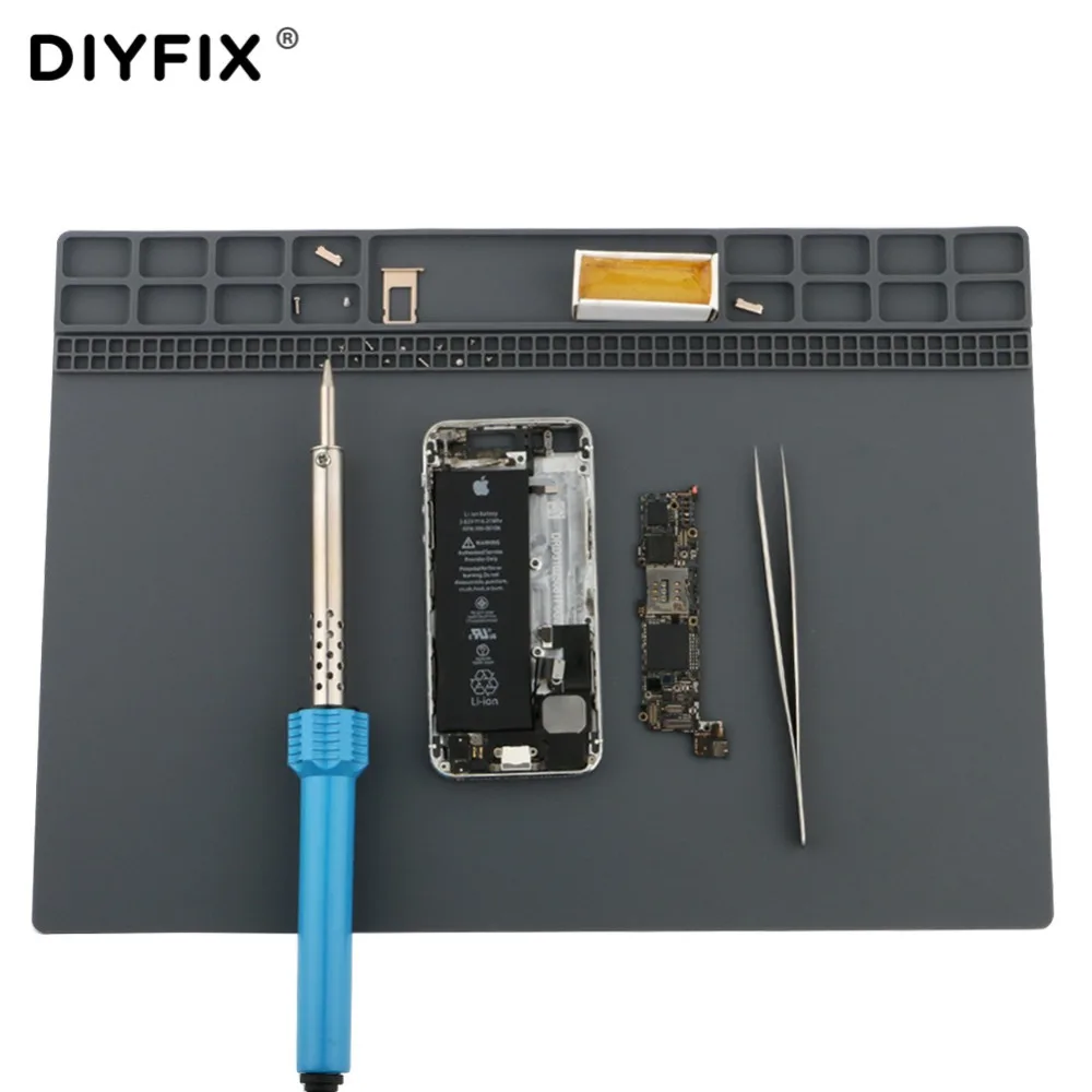 DIYFIX мягкий силиконовый рабочий коврик термостойкий изоляционный стол горячий воздушный пистолет станция коврик Мобильный телефон BGA PCB пайка инструмент для ремонта