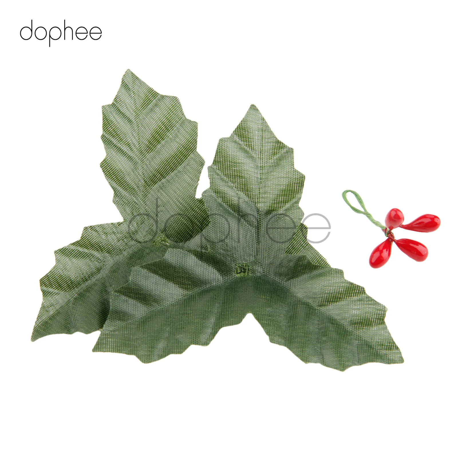 Dopee 10 шт., искусственные листья, ягоды Холли, для свадебной вечеринки, украшения дома, сделай сам, Рождественский Искусственный лист, цветок, шелковые листья