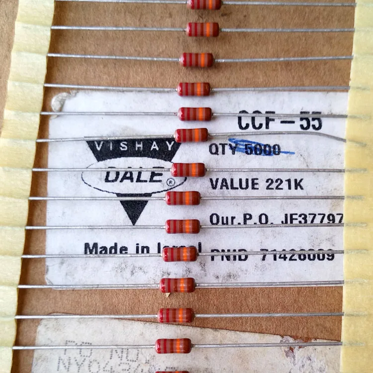 50 шт./лот VISHAY CCF55 Series 0R-10M/0 25 Вт-0 5 Вт 1% Осевая металлическая пленка цветное кольцо