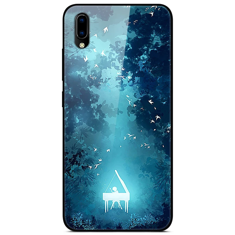Чехол из закаленного стекла для Vivo Y91i Y91C силиконовый бампер твердая стеклянная