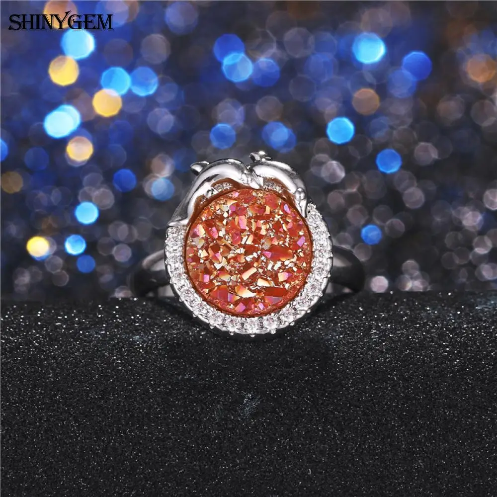 Женское кольцо с кристаллом ShinyGem регулируемое серебряным покрытием из