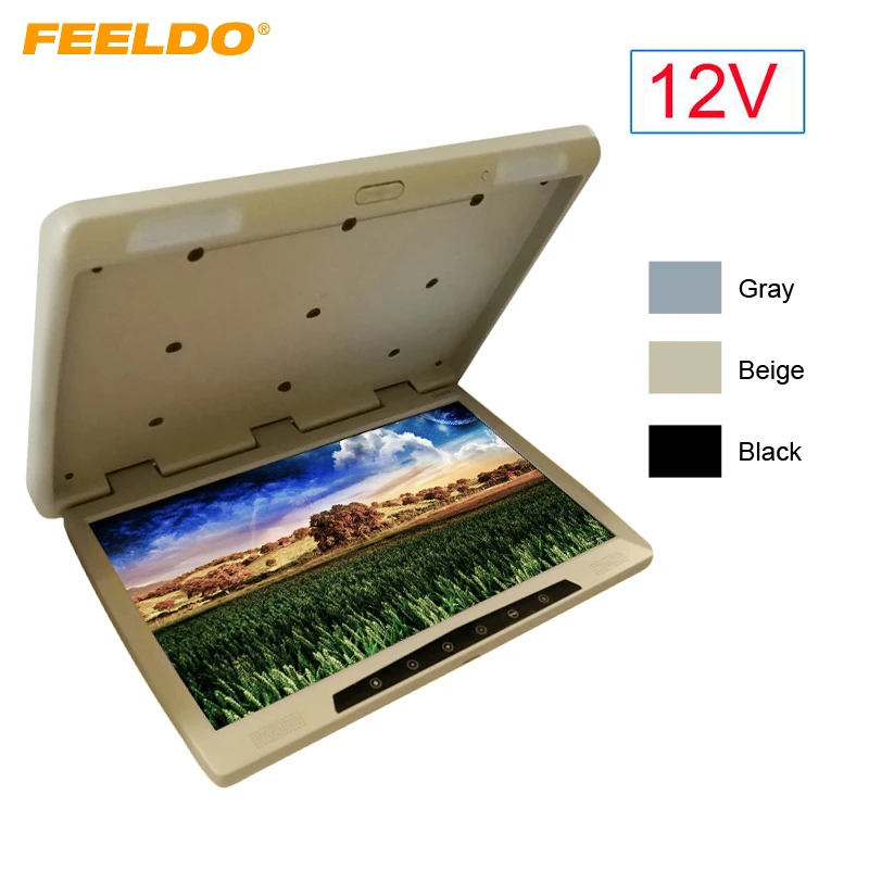 FEELDO DC12V шина автомобиля 22 дюймовая сенсорная кнопка Flipdown дюймовый TFT LCD на крышу HD