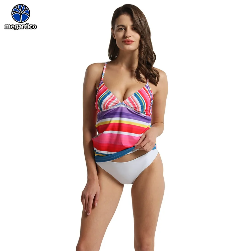 Купальник танкини maillots de bain women купальный костюм с красочным принтом в полоску