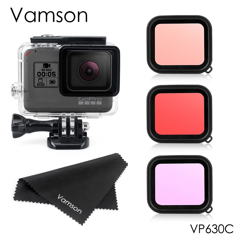 Водонепроницаемый корпус для дайвинга Vamson 45 м + набор фильтров объектива камеры