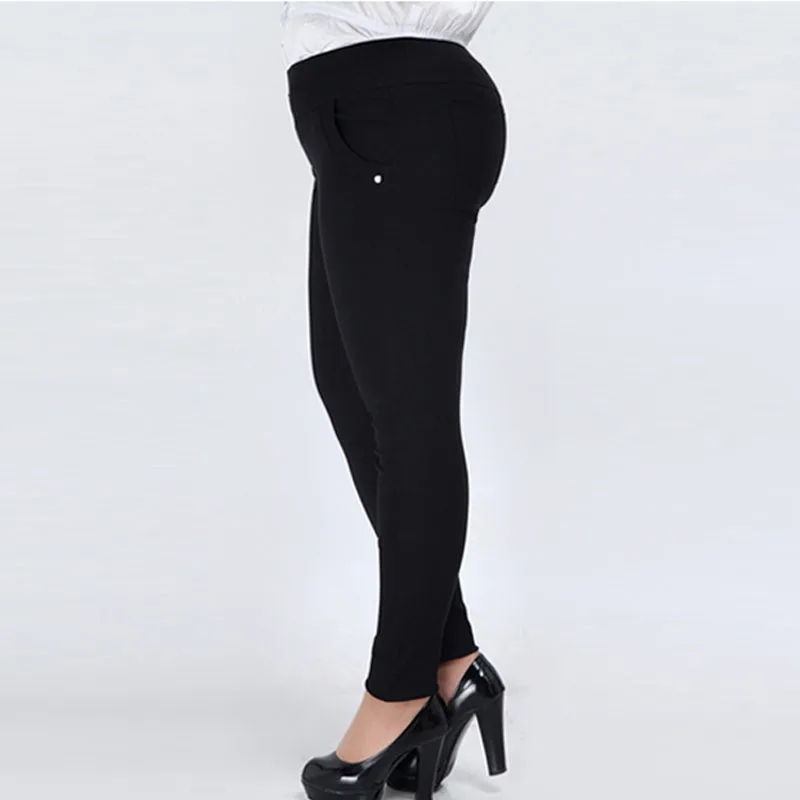long pants black Размера плюс, женские брюки с высокой талией, женские брюки-карандаш, весенние, летние, черные, синие, брюки-Капри, женские 6XL - Цвет: long pants black