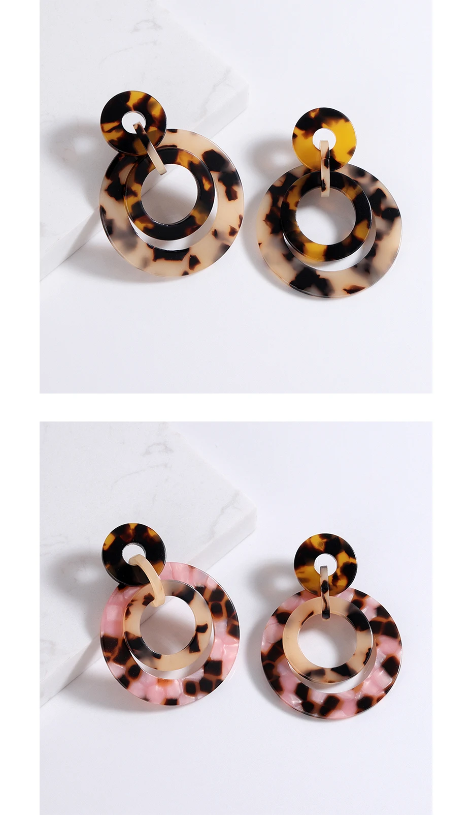 Tortoiseshell Big Circle Geometric Earrings For Women Leopard Acrylic Earing Bohemian Vintage Jewelry Pendientes Mujer Moda