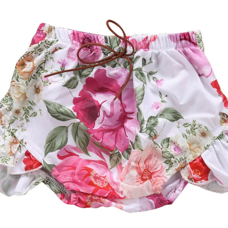 

Summer 2PCS/Set Cute Baby Girl Clothing Set Fashion Kids Girl Flare Sleeve Tops+Floral Briefs Shorts Hot Baby Girls Clothes