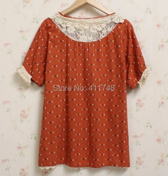 Женская рубашка в стиле девушки Мори 2015 кружевные топы с коротким рукавом и