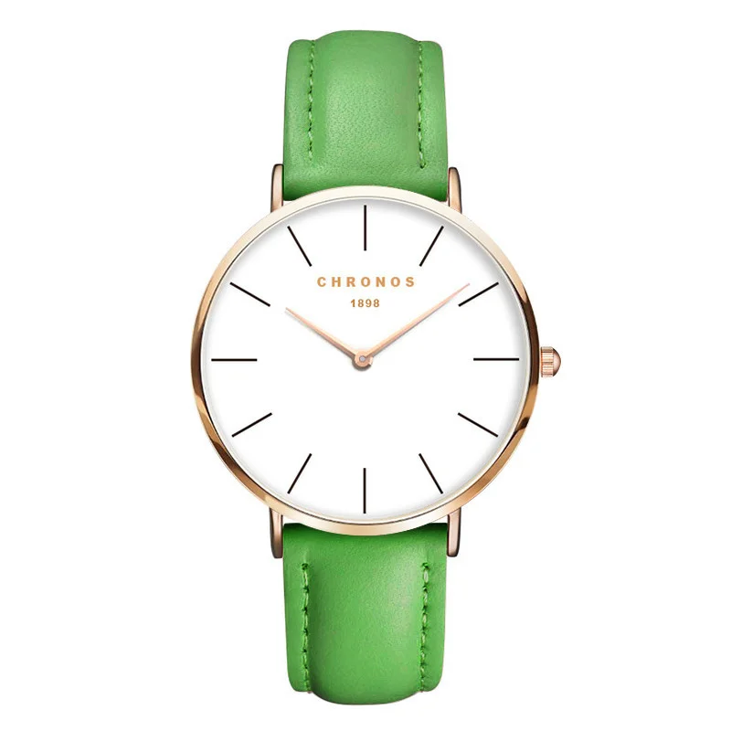 CH 0225 Часы CHRONOS мужские женские модные повседневные спортивные часы классические кожаные кварцевые наручные часы розовое золото - Цвет: CH 0225