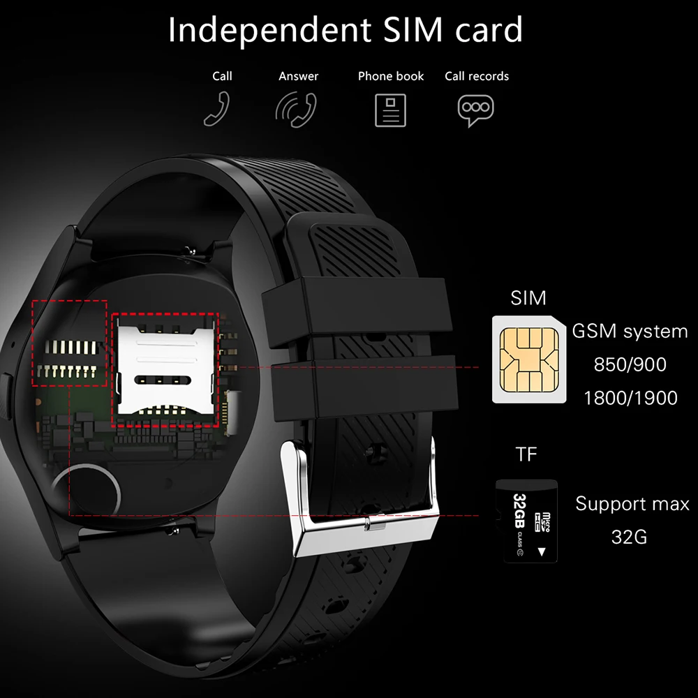 L9 Смарт часы Круглый Smartwatch Поддержка Android IOS с TF sim карты вызова шагомер Камера Sleep