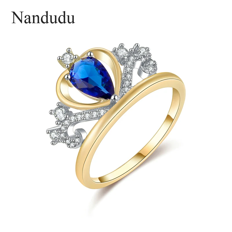 Nandudu флэш продажи Синий Циркон Корона кольцо из розового золота Цвет Новое