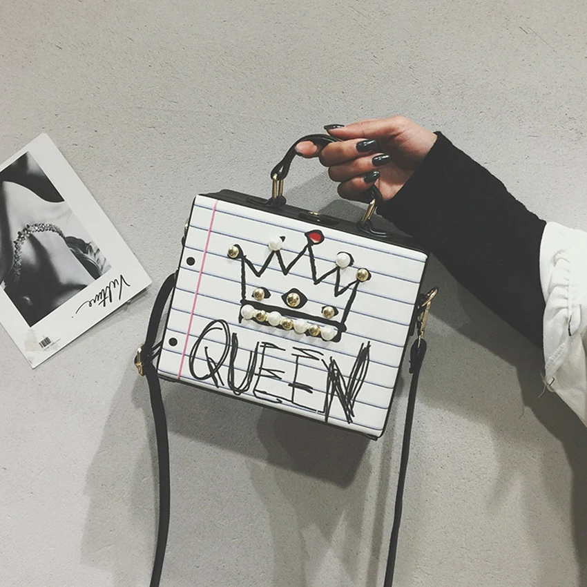 

New arrival fashion letter diamonds pearl rivet box shape casual female handbag party purse ladies crossbody messenger bags SAC