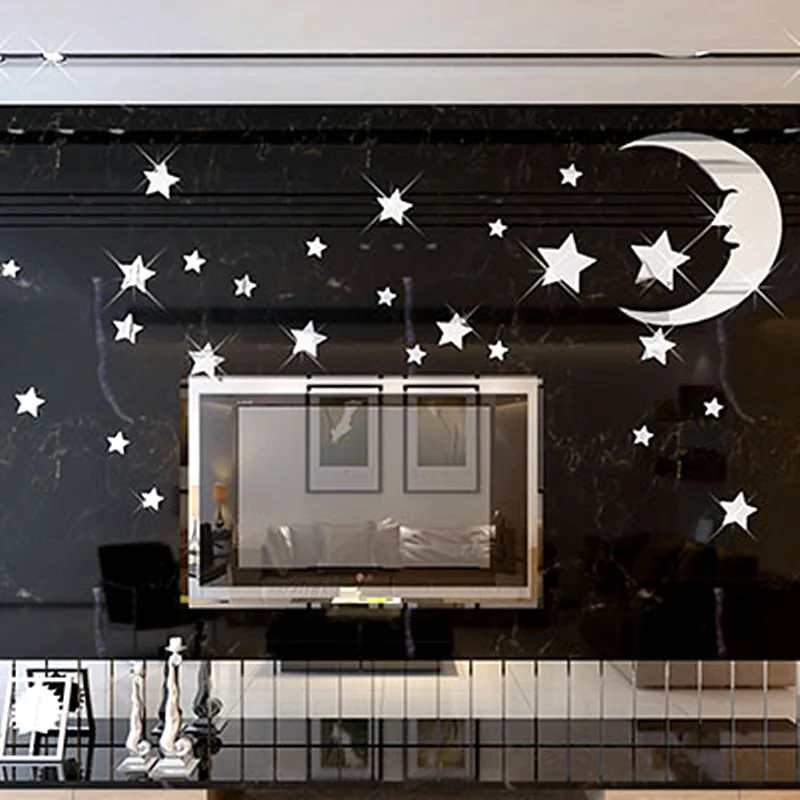 С принтом звездного неба и 3D Наклейка на стену Творческий потолочные украшения
