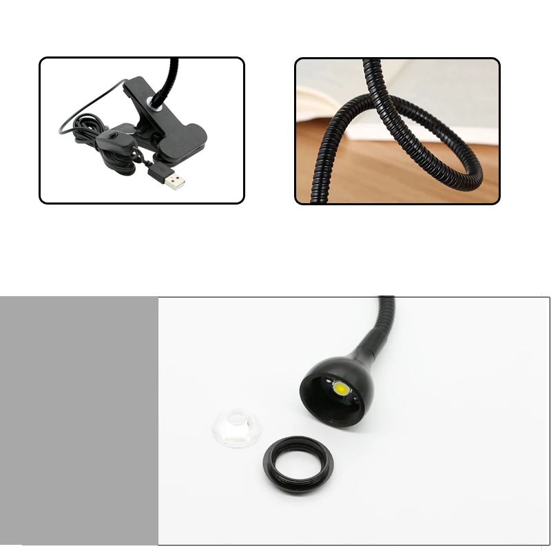USB светодио дный Гибкая светодиодная настольная лампа с зажимом для ноутбука