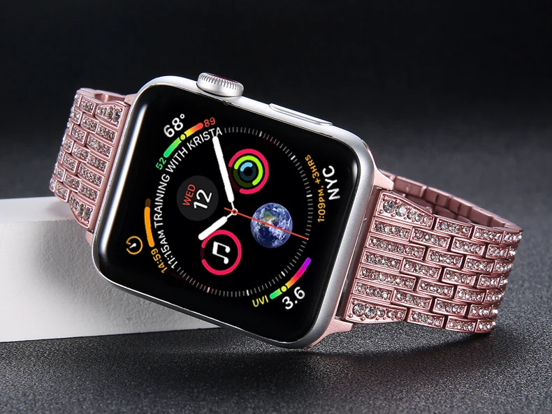 Алмазный ремешок для Apple Watch 5, 4, ремешок 44 мм, 40 мм, Aple watch correa, 42 мм, 38 мм, браслет из нержавеющей стали iwatch 5, 4, 3, 2, 1, ремешок для часов