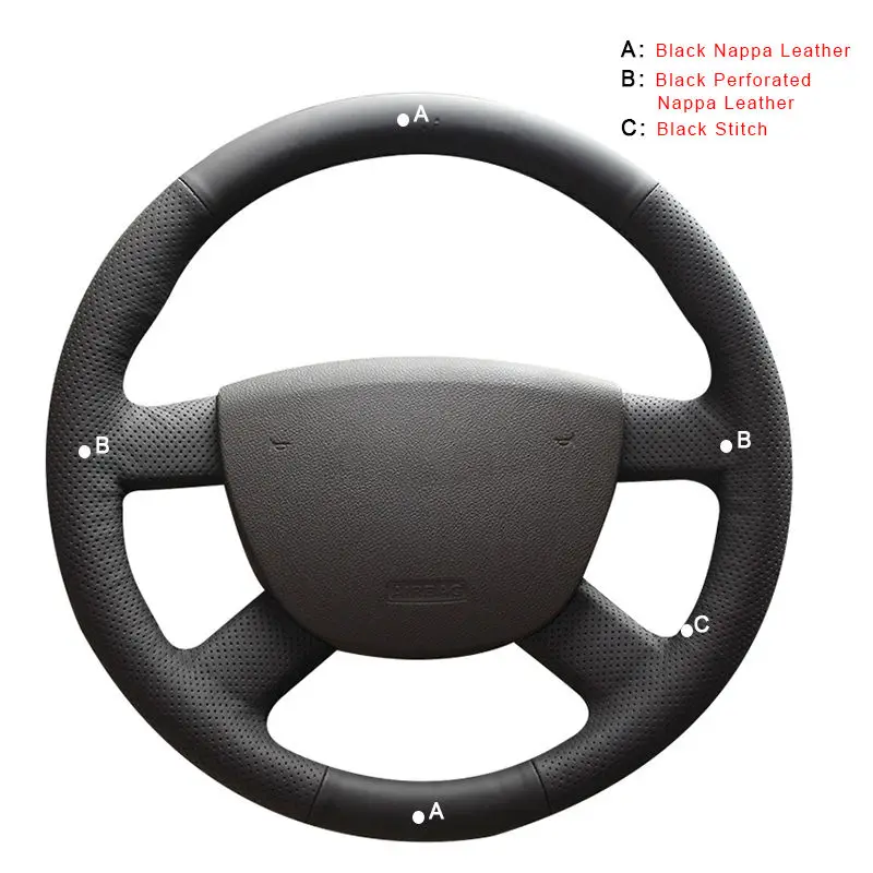 Top Layer Leather Автомобильная оплетка на руль для Ford Focus 2 2005-2011 для Ford Kuga 2008-2011 C-MAX 2007-2010 кожаные чехлы для руля - Название цвета: Top Layer Leather