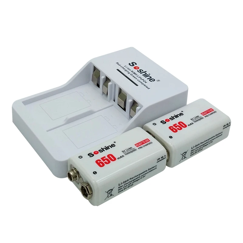 Soshine 9 в быстрое зарядное устройство + 2 шт. 650 мАч В литий ионная полимерная
