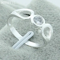 doteffil 925 sterling silver round aaa transparent zircon ring for women wedding engagement party fashion charm jewelry