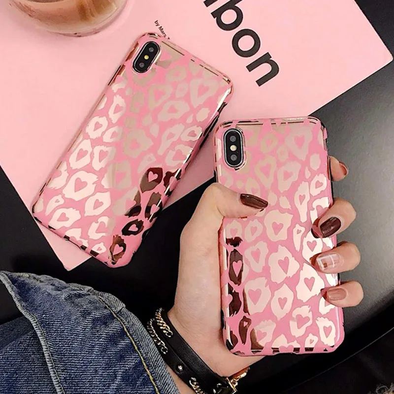 Rheinruby Plating Leopard Print Laser Soft Case For iPhone XS Max XR X 6S 7 8 Plus Cases Huawei Mate 20 P20 Pro 10 P10 |