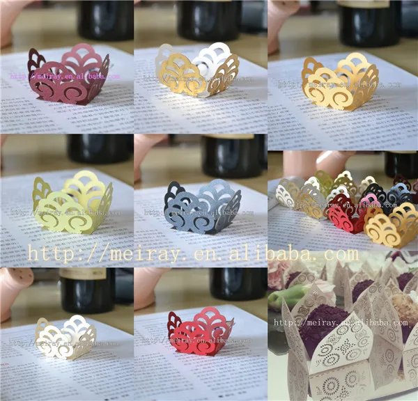 

400pcs /lot laser cut paper crafts green wedding chocolate candy wrappers for party , party favors from Mery crafts