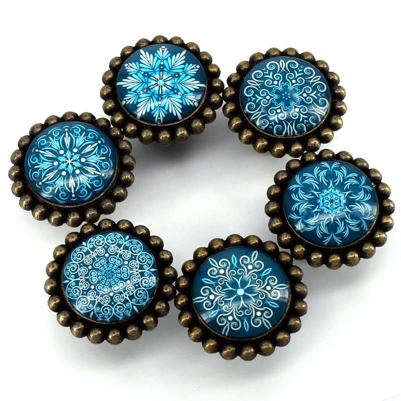 

1PCS vintage glass crystal furniture knobs Unique drawer cabinet knob pull antique bronze Cupboard door pulls
