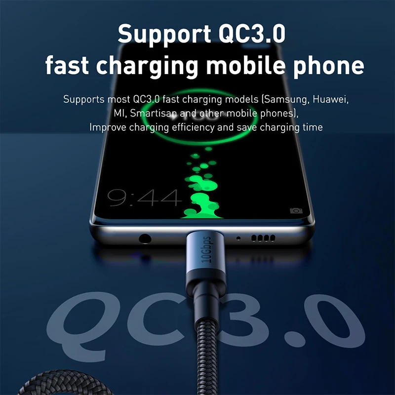 Кабель Baseus USB 3 1 Type C к для MacBook Pro 100 Вт PD Quick Charge 4 0 USBC зарядное устройство Samsung S10 S9