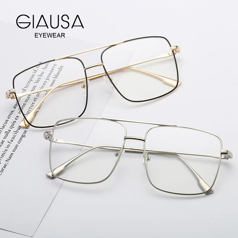 Optical Eye Glasses Frame Men Women Oversized Square Eyeglass Clear Lens Metal Frame Eyewear Accessories Prescription Glass
