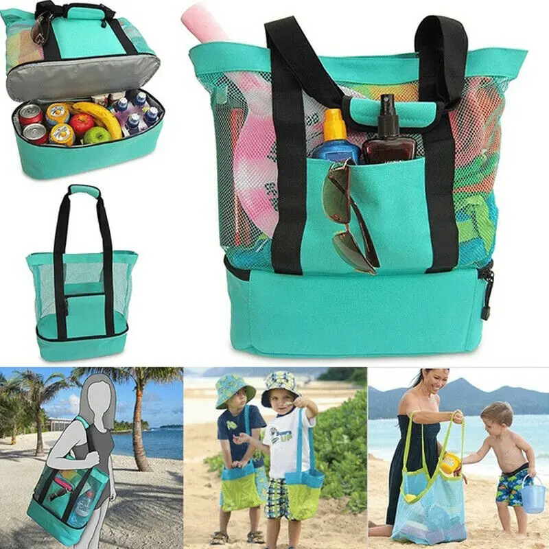 Handheld Lunch Bag Cooler Picnic Mesh Beach Tote Food Drink Storage For Camping BBQ | Багаж и сумки